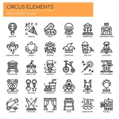 Sirk Elementleri, İnce Çizgi ve Piksel Mükemmel Simgeler