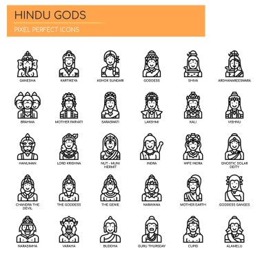 Hindu Gods , Thin Line and Pixel Perfect Icons clipart
