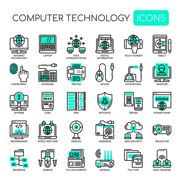 Tecnología Informática Thin Line Pixel Perfect Icon — Archivo Imágenes Vectoriales