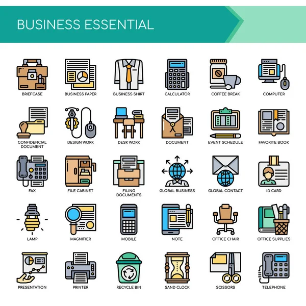 Esencial Negocios Línea Delgada Pixel Perfect Icon — Archivo Imágenes Vectoriales