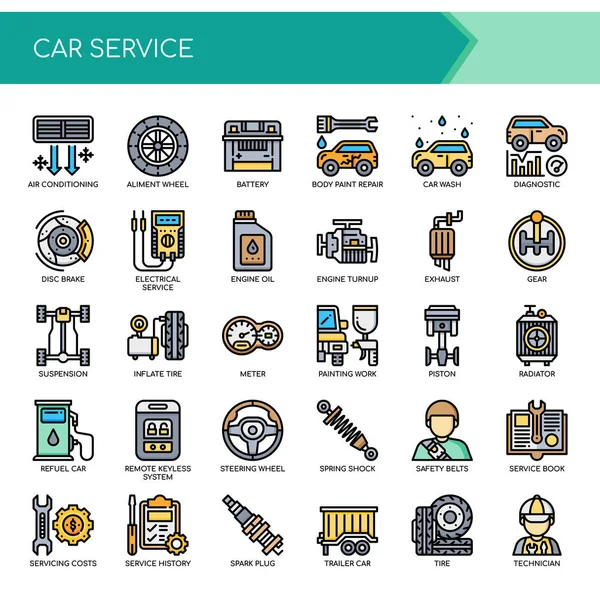 Car Service Thin Line Pixel Perfect Icon — Stock Vector