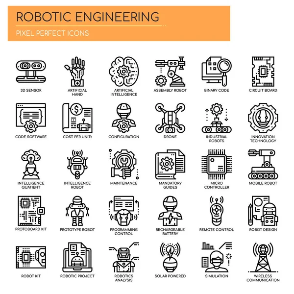 Robotic Engineering Thin Line Pixel Perfect Icons — 스톡 벡터