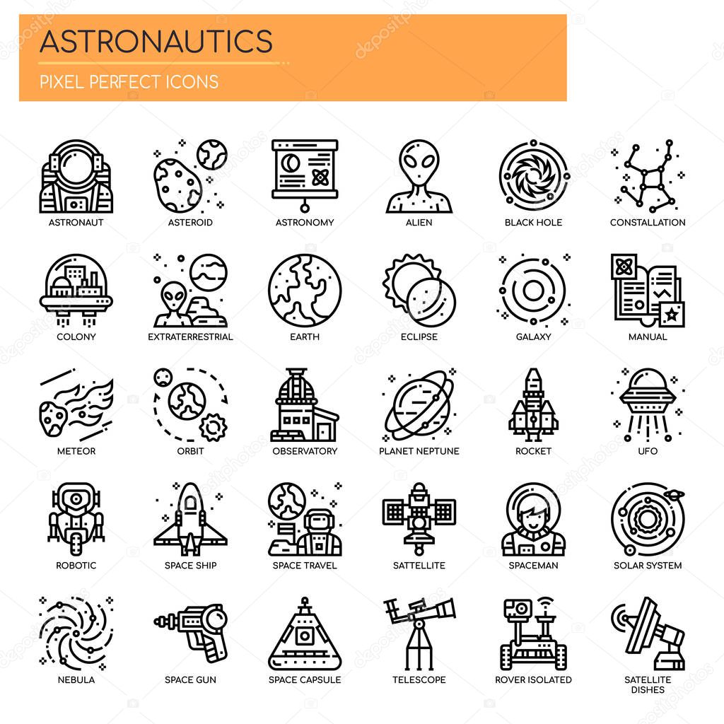 Astronautics , Thin Line and Pixel Perfect Icon