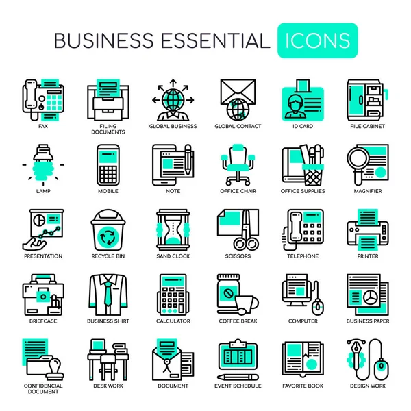 Business Essential Linha Fina Pixel Ícone Perfeito —  Vetores de Stock