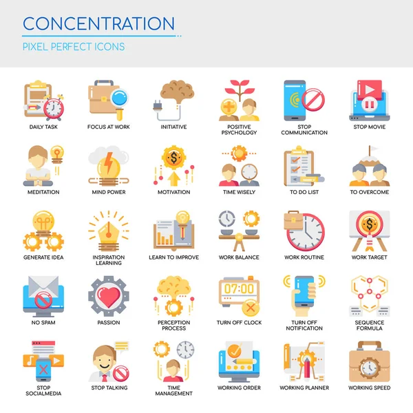 Icono Perfecto Concentración Línea Delgada Píxeles — Vector de stock