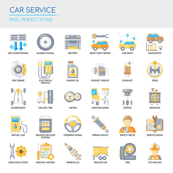 Servicio Coches Línea Delgada Píxel Icono Perfecto — Vector de stock