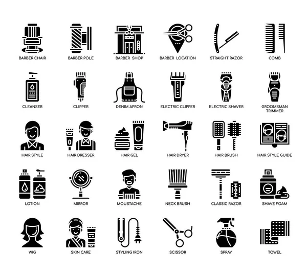 Barber Shop , Thin Line and Pixel Perfect Icons — Stock Vector