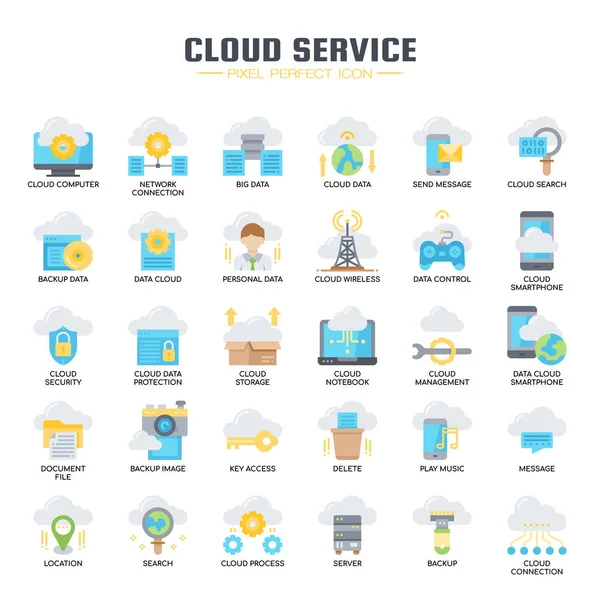 Servicio en la nube, línea delgada y píxeles iconos perfectos Ilustraciones De Stock Sin Royalties Gratis