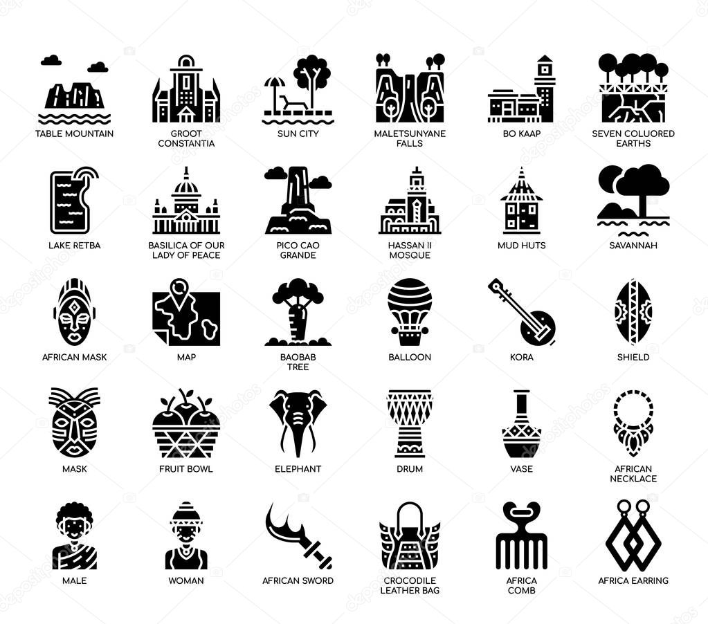 Africa Elements , Thin Line and Pixel Perfect Icons