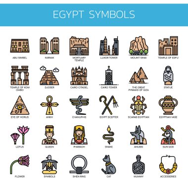 Egypt Symbols , Thin Line and Pixel Perfect Icons vector Egypt Symbols , Thin Line and Pixel Perfect Icons vector
