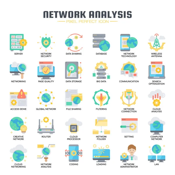 Network Analysis , Thin Line and Pixel Perfect Icons — Stock Vector