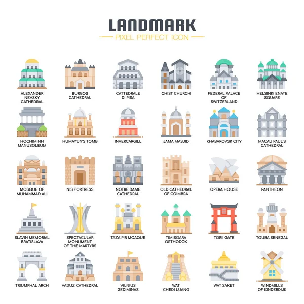 Landmark, Thin Line und Pixel Perfect Icons — Stockvektor