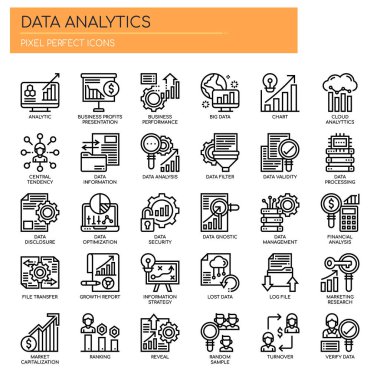 Veri Analizi , İnce Çizgi ve Piksel Mükemmel Simgeler