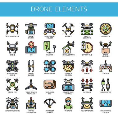 Drone elementleri, İnce Hat ve Piksel Mükemmel Simgeler