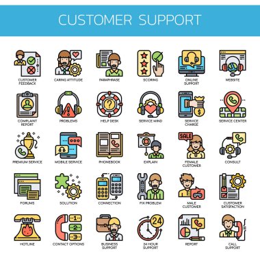 Customer Support , Thin Line and Pixel Perfect Icons clipart