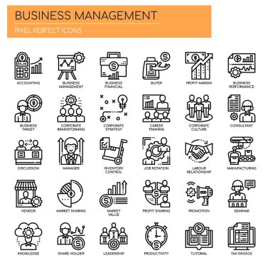 İş Yönetimi, İnce Çizgi ve Piksel Mükemmel Simgeler