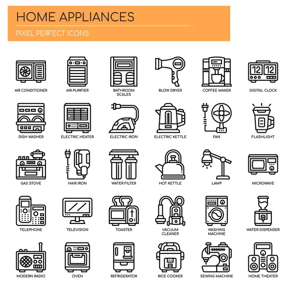 Home Appliances , Thin Line and Pixel Perfect Icon — Stock Vector