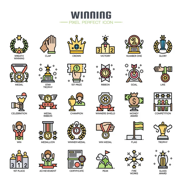 Winning Elements, Thin Line and Pixel Perfect Icons — стоковый вектор