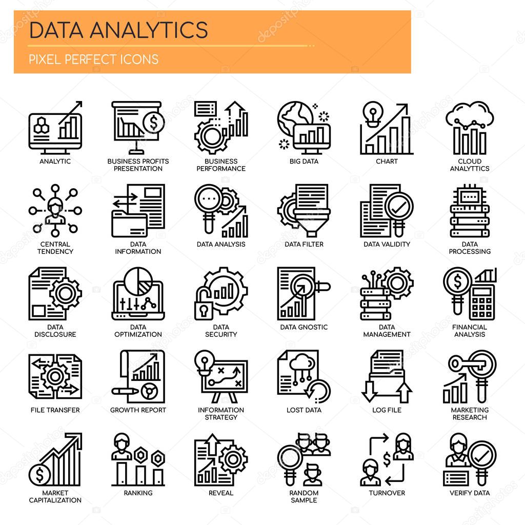 Data Analytics , Thin Line and Pixel Perfect Icons