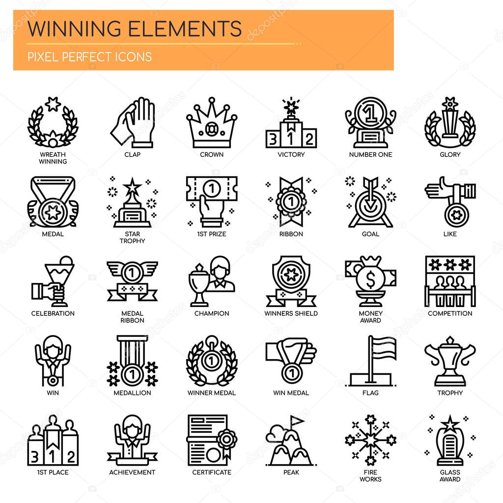 Winning Elements , Thin Line and Pixel Perfect Icons