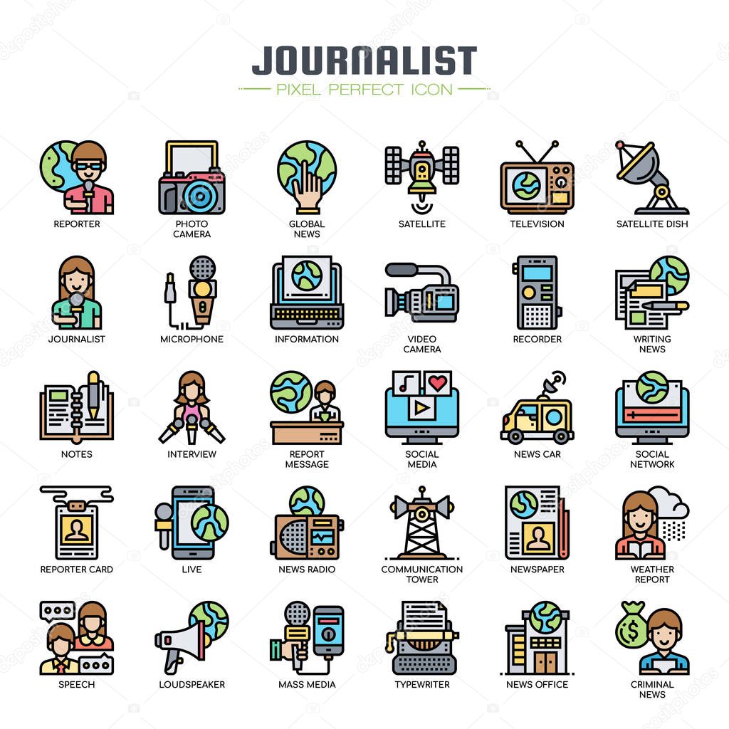 Journalist Elements , Thin Line and Pixel Perfect Icons
