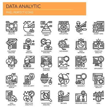 Veri Analitiği, İnce Çizgi ve Piksel Mükemmel Simgeler