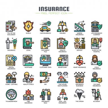Insurance Elements , Thin Line and Pixel Perfect Icons clipart
