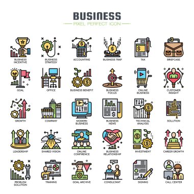 İş Elementleri, İnce Çizgi ve Piksel Mükemmel Simgeler