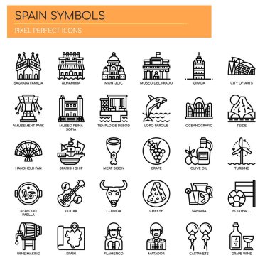 İspanya Sembolleri, İnce Çizgi ve Piksel Mükemmel Simgeler