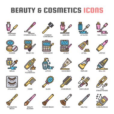 Beauty and Cosmetics , Thin Line and Pixel Perfect Icons clipart