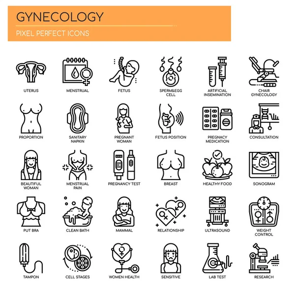 Gynecology , Thin Line and Pixel Perfect Icons — Stock Vector