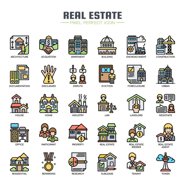 Real Estate , Thin Line and Pixel Perfect Icons — Stock Vector
