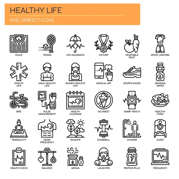 Healthy Life, Thin Line and Pixel Perfect Icons — стоковый вектор