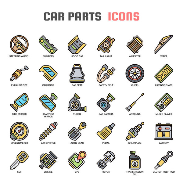Car Parts , Thin Line and Pixel Perfect Icons