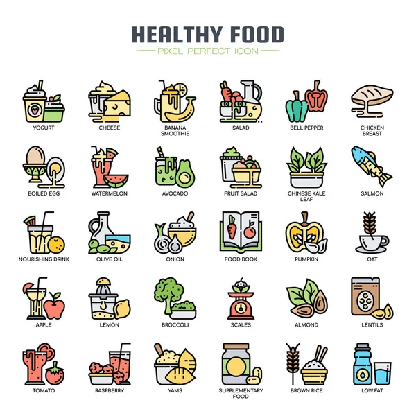 Healthy Food , Thin Line and Pixel Perfect Icons Stock Vector