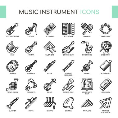Music Instruments , Thin Line and Pixel Perfect Icons clipart