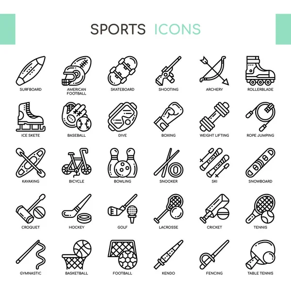 Спорт, тонка лінія і пікселі досконалі ікони — стоковий вектор