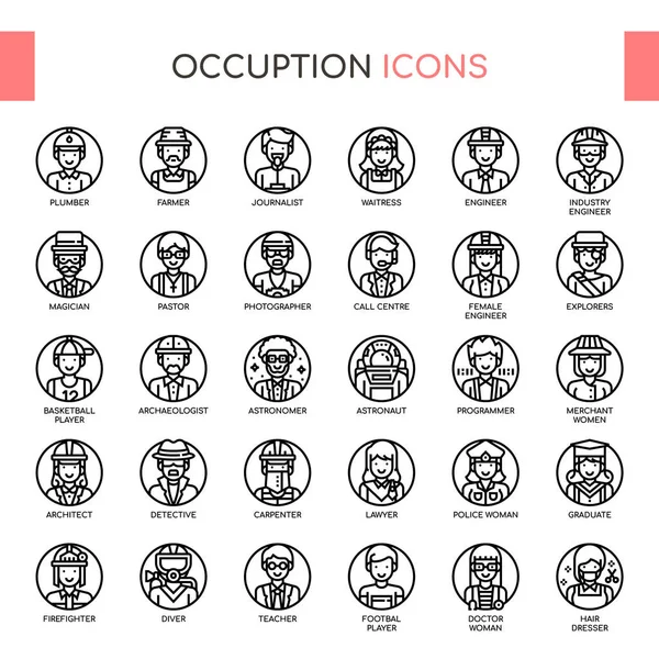 Ocupación, Thin Line and Pixel Perfect Icons — Vector de stock