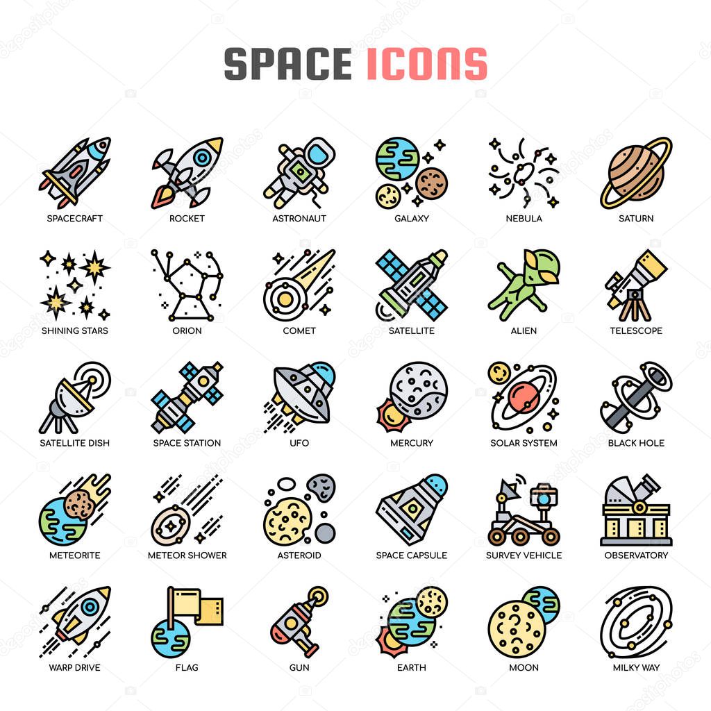 Space , Thin Line and Pixel Perfect Icons