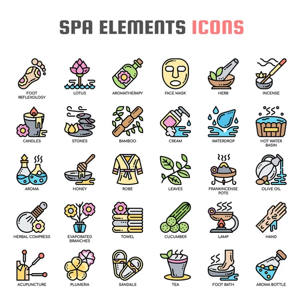 Spa Elements , Thin Line and Pixel Perfect Icons — Stock Vector