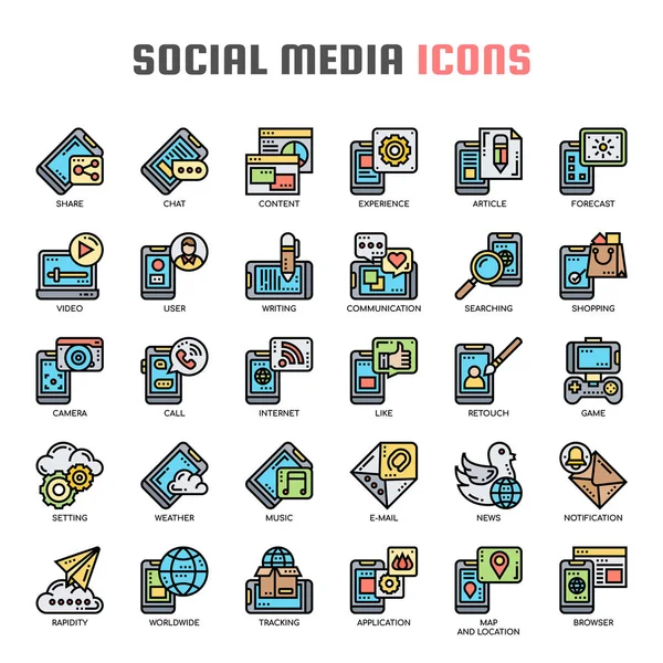 Social Media , Thin Line and Pixel Perfect Icons Vector Graphics