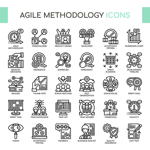 Agile Methodology, Thin Line and Pixel Perfect Icons