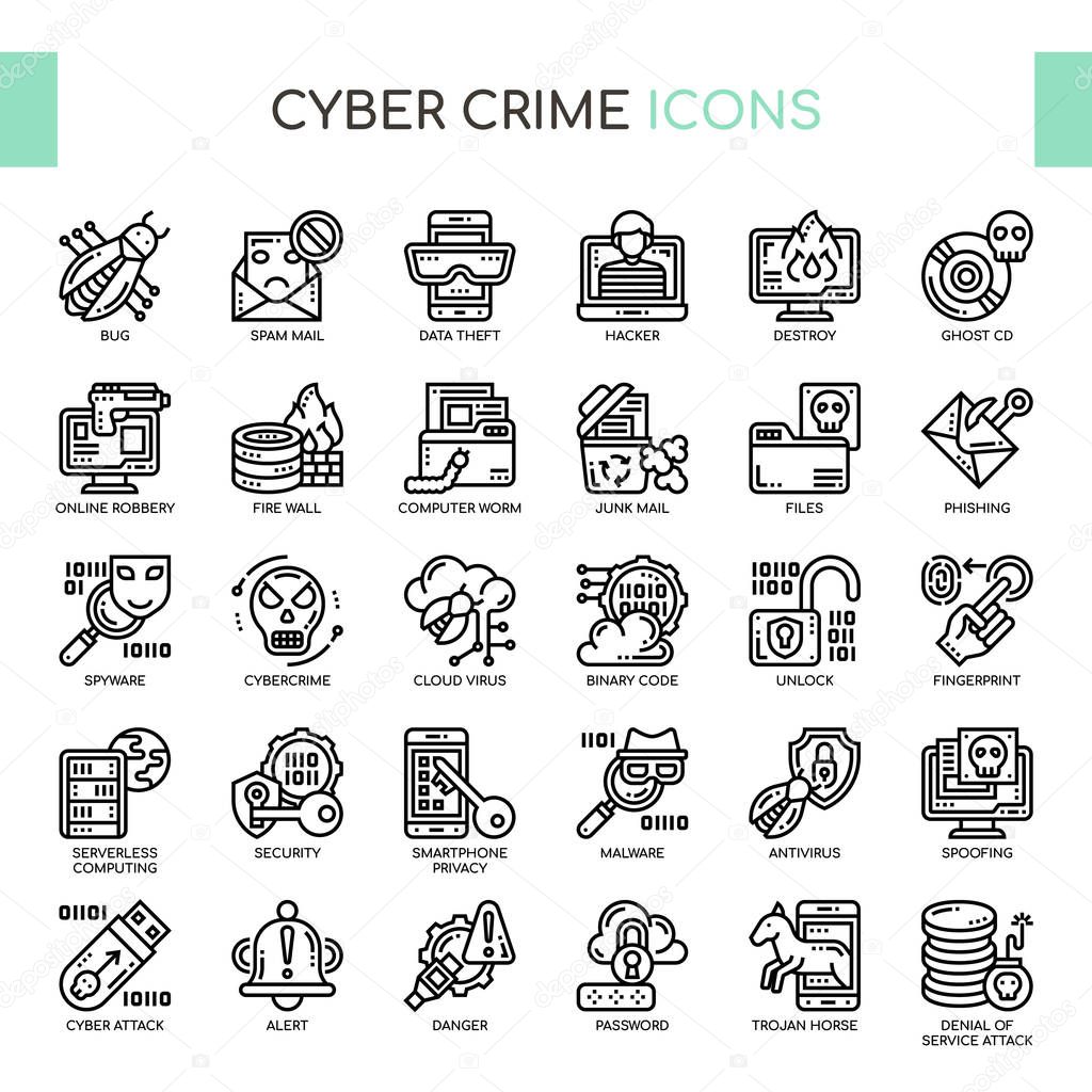 Cyber Crime , Thin Line and Pixel Perfect Icons