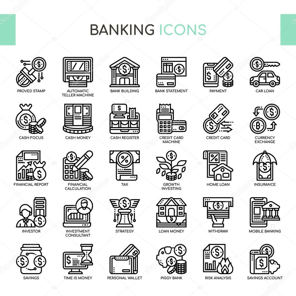 Banking , Thin Line and Pixel Perfect Icons