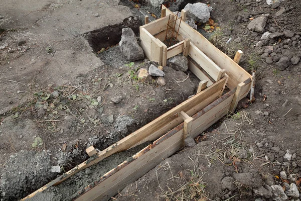 Concrete Wooden Formwork Wall Foundation — Stock Photo, Image