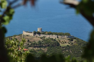 Platamon Kalesi, Yunanistan, eski 12. yüzyıl Bizans Kalesi Platamonas - Platamon, Olympus bölgesi, Makedonya, Yunanistan