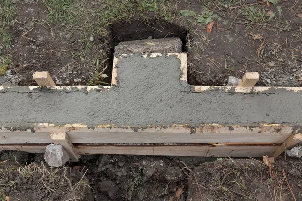 Beton Houten Bekisting Voor Muur Stichting — Stockfoto