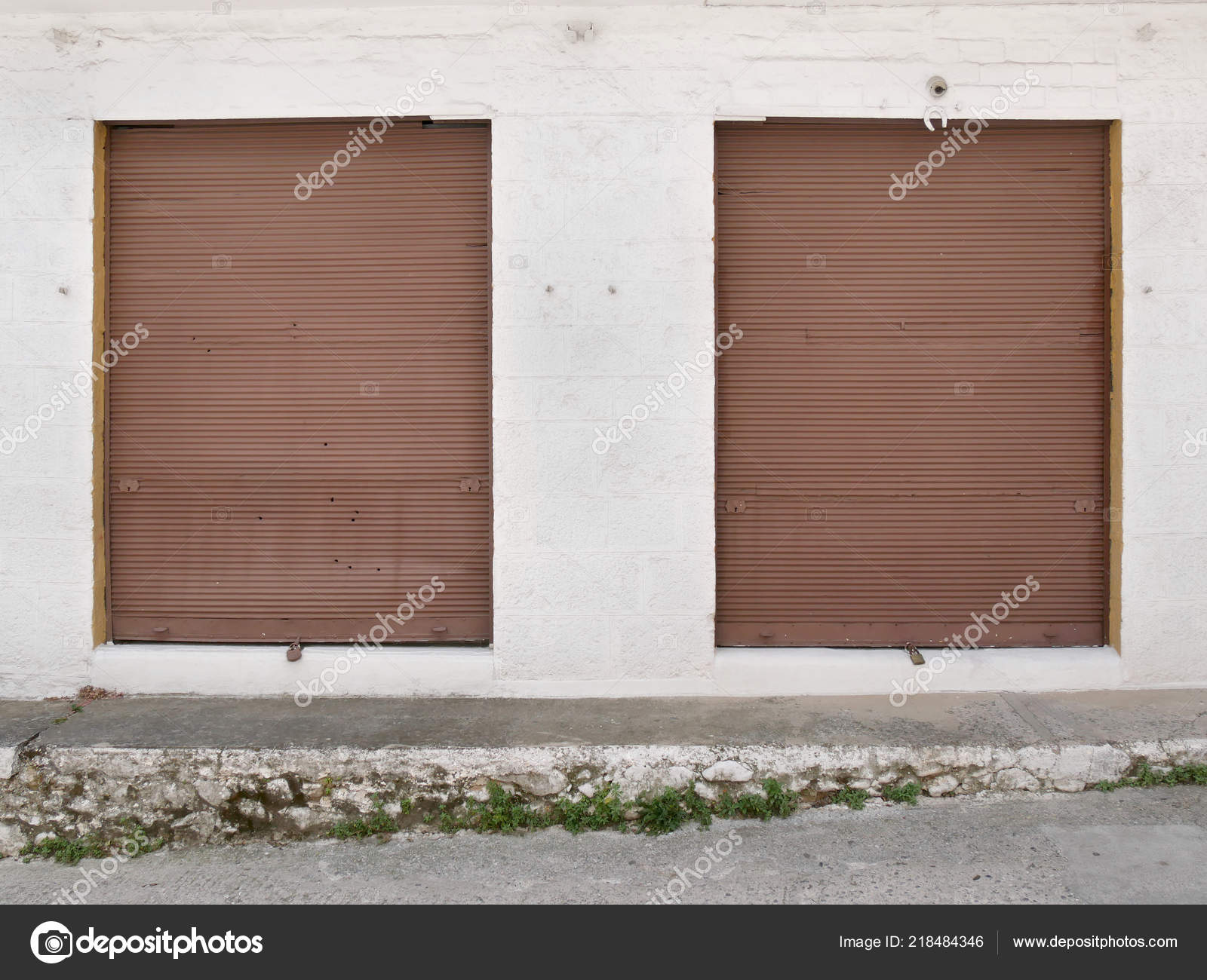 Vintage Brown Metal Roller Doors Old House Litochoro Greece
