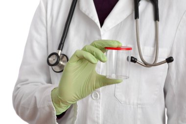 Doktor tutun boş örnek konteyner