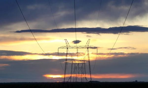 Power and energy, hi voltage lines — Stock Photo, Image